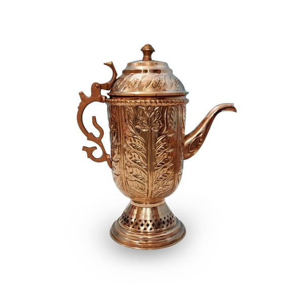 PREMIUM PURE COPPER EMBOSSED PITCHER WITH CAP - COPPER JUG - BY ERHA HANDICRAFT
