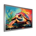 thumbnail image 2 of Designart "Pop Art Turtle Aquatic Wonder II" Animals Framed Wall Art Decor - Modern Farmhouse Blue Turtle Hallway Framed Wall Art Decor, 2 of 6