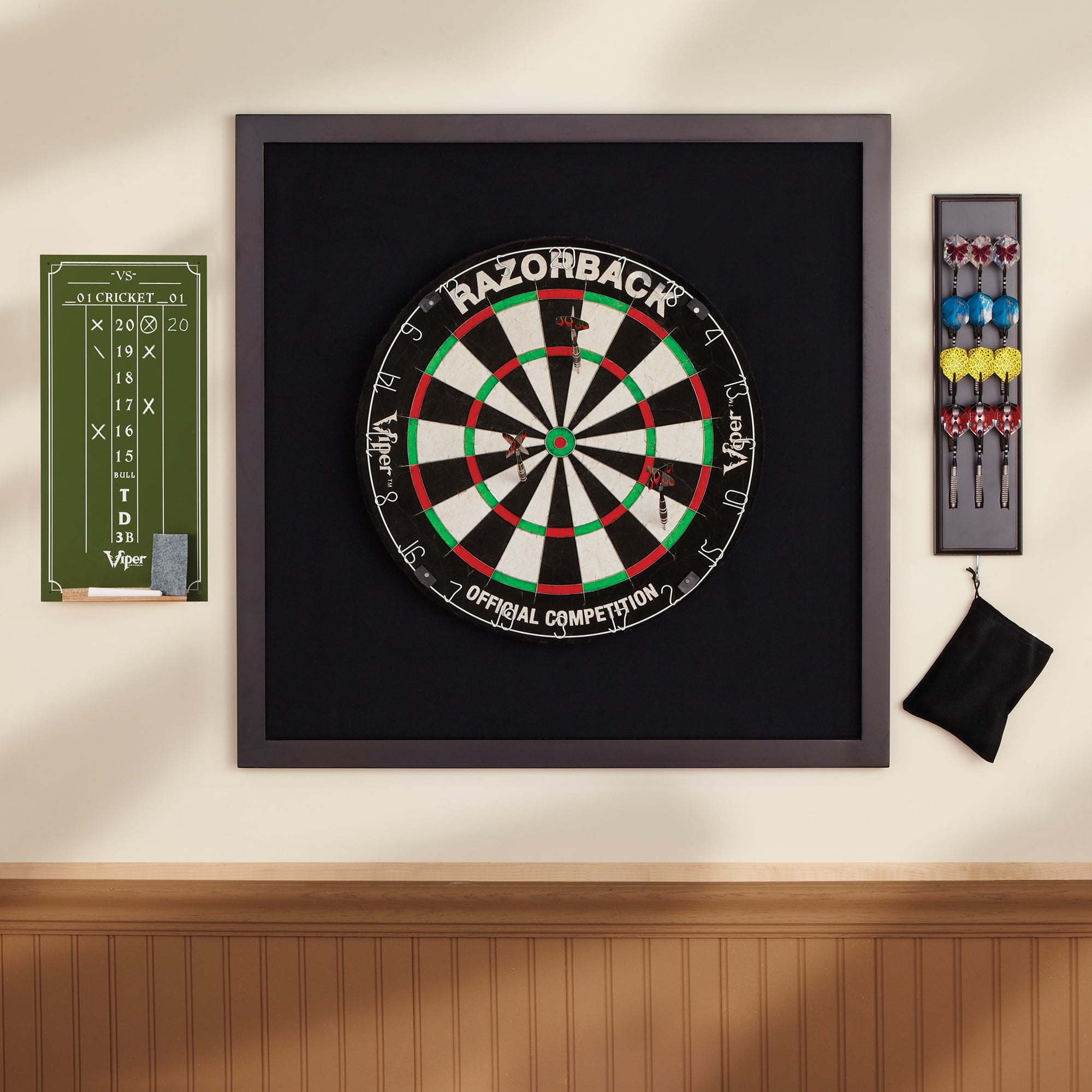 Viper Dart Caddy, Wall Mounted Dart Rack for 12 Darts, Mahogany