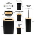 thumbnail image 4 of Livhil 6 Pcs Bamboo and Plastic Bathroom Accessories Sets, Black, 4 of 7