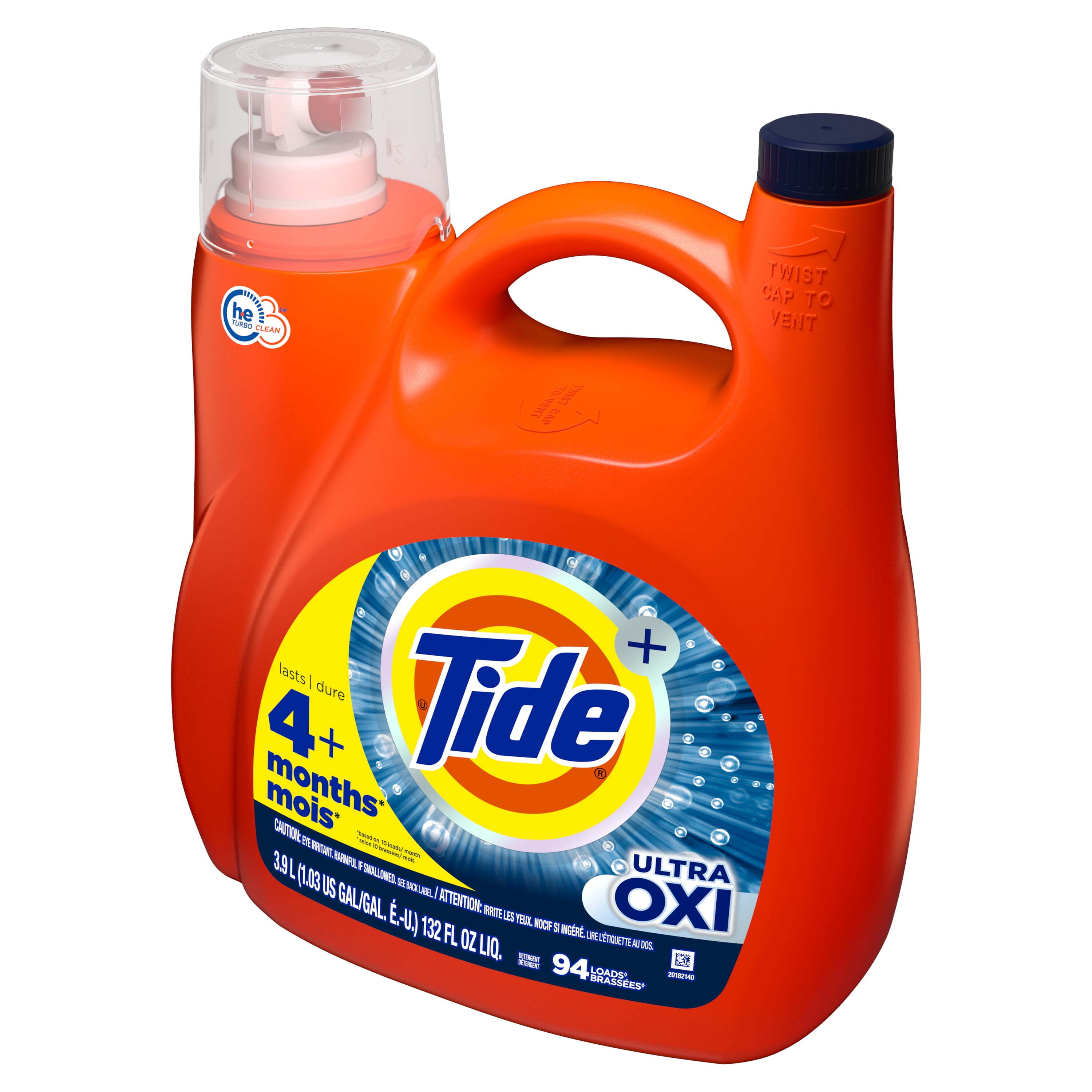 Tide Ultra Oxi Liquid Laundry Detergent, HE Compatible, 132 fl oz, 94 Loads