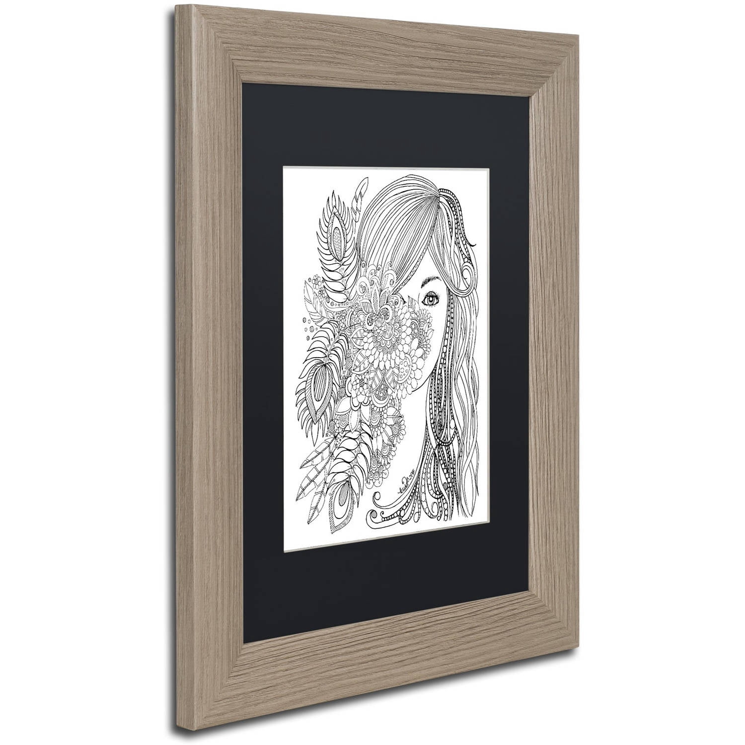 Trademark Fine Art Illtration Matted Framed Art ' Flower Girls 2 ' by KCDoodleArt