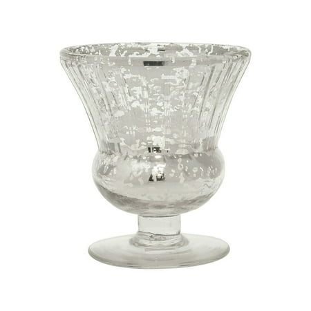 Mercury Glass Vases Luna Bazaar Vintage Mercury Glass Vase (3.5-Inch, Olivia Design, Fluted Urn, Silver) - Decorative Flower Vase - For Home Decor and Wedding Centerpieces ()