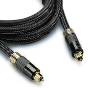 FosPower (6 Feet) 24K Gold Plated Toslink Digital Optical Audio Cable (S/PDIF) - [Zero RFI & EMI Interference] Metal Connectors & Ultra Durable Nylon Braided Jacket