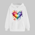 thumbnail image 2 of Hugs and Kisses Rainbow Love Hoodie for Women Valentines Fleece Sweatshirts Long Sleeve Loose Casual Sweatshirt with Pockets(White,XXL), 2 of 5