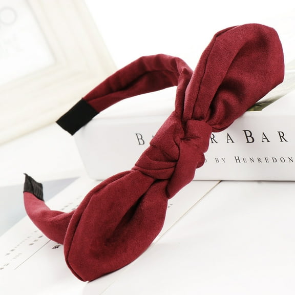 Red Headband for Women Fashion Bow Knot Hairband Women Hair Head Hoop Simple Sweet Girls Suede Headband