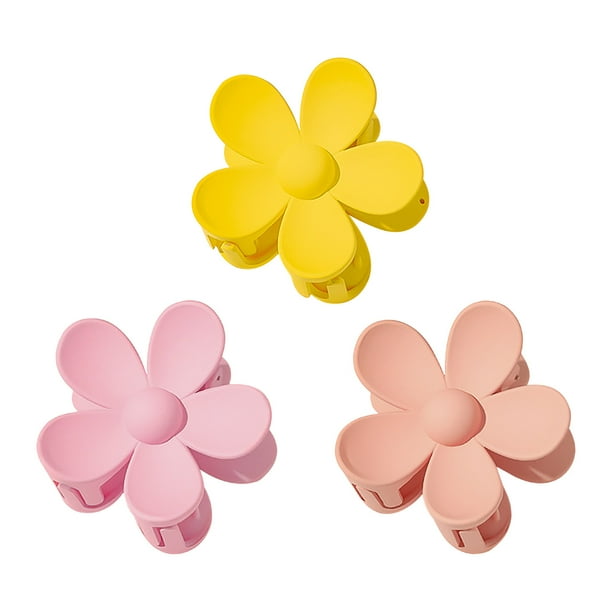 Pinzas para el cabello para mujeres, pinzas para peinar, pinzas para el cabello para niñas, 3 horquillas grandes con flores de colores brillantes para niñas, accesorios para el cabello.
