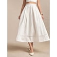 thumbnail image 5 of White 2 100% Cotton A-Line Midi Skirt With Lace Hem And Side Pockets, 5 of 8