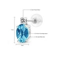 thumbnail image 5 of Gem Stone King 14k White Gold Swiss Blue Topaz and White Diamond Earrings for Women (2.73Cttw, GemstoneNovember Birthstone, Oval Checkerboard 8X6MM, Round 2.5MM), 5 of 5