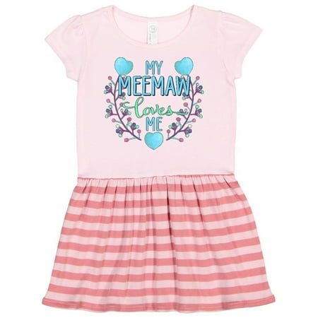 

Inktastic My Meemaw Loves Me with Flowers and Hearts Gift Toddler Girl Dress
