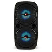 QFX PBX-8080 2 x 8 in. Bluetooth Rechargeable Speaker with LED Party Lights, Black