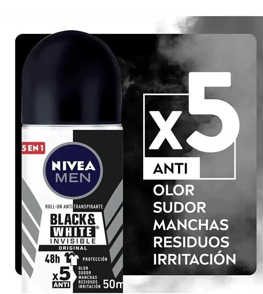 Nivea Men Invisible Black & White Deodorant Anti-Perspirant Roll-on Travel 12PK