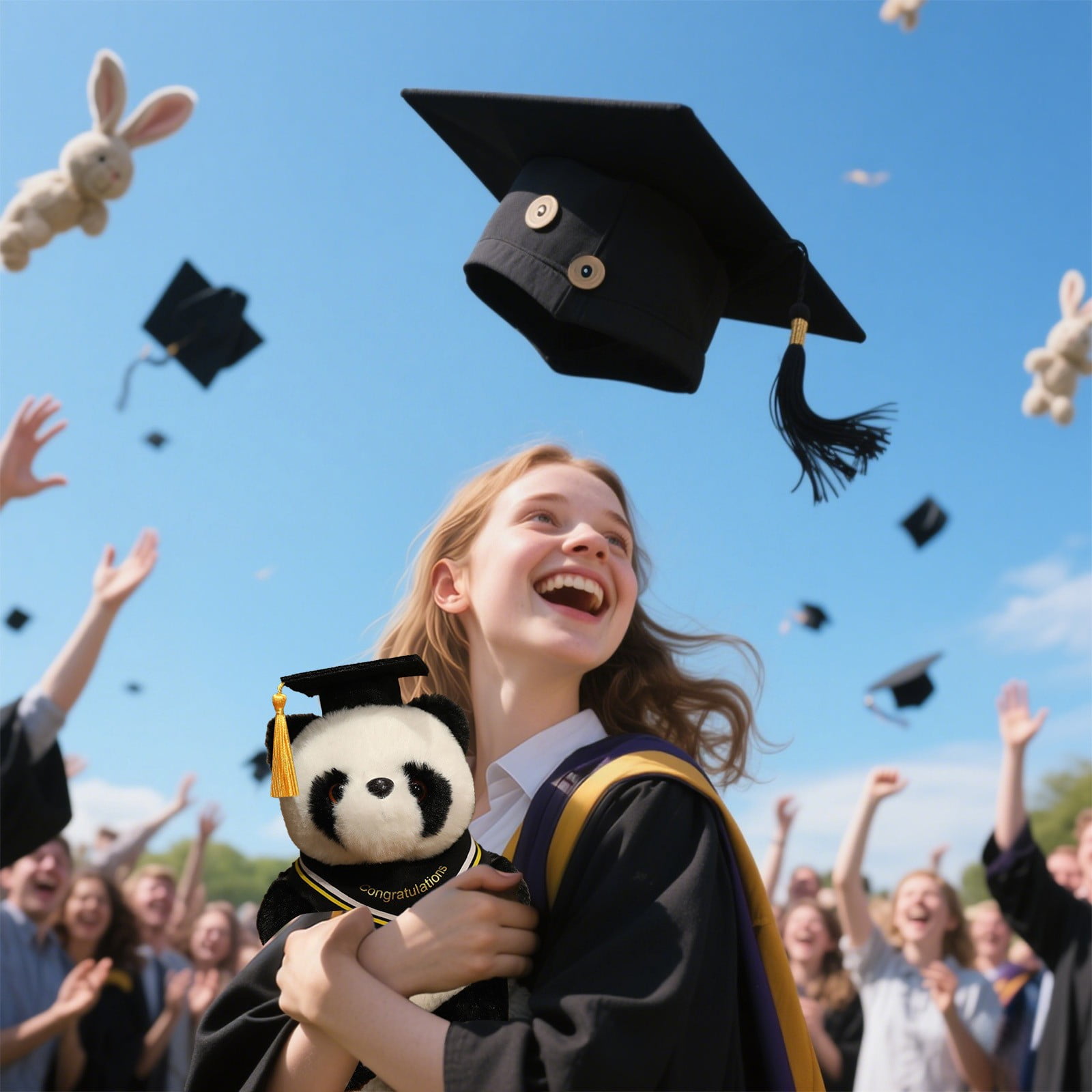 JilgTeok 2 Packs Graduation Panda Doll with Hat Doll 2025 Graduation Plush Keepsake Gift Adorable Celebration Souvenir Home Decoration 4.7inch