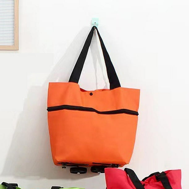 Bolsa de compras con ruedas Salvador Naranja Carrito de hombro plegable de tela Oxford