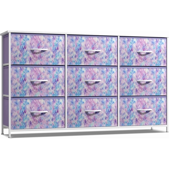 LLisha Kids Dresser with 9 Drawers - Storage Unit Organizer Chest for Clothes - Bedroom, Kids Room, Nursery, & Closet