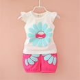thumbnail image 2 of CAUYDY Toddler Girl Summer Outfits Sets Short Sleeve T-shirt Elastic Waist Shorts 2 Piece Short Set Summer Outfits For 3t 4t 5t 6t 7t Kids School Activities (Sizes 6-12 Months,D01-Hot Pink), 2 of 5