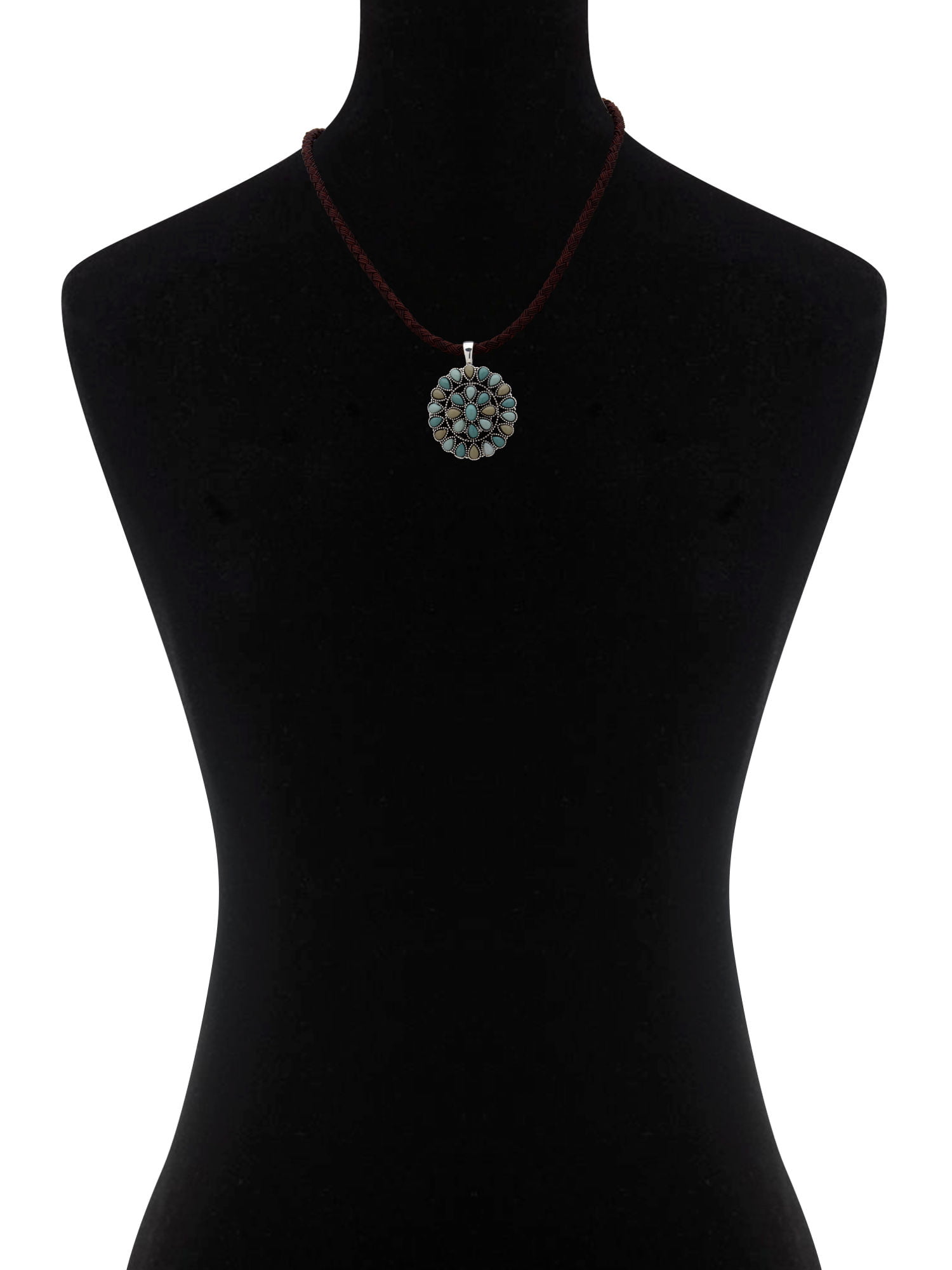 Chaps Women's Silver Tone Blue Pendant Necklace, 20