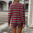 thumbnail image 5 of 2 Piece Outfits Women Striped Knitted Color Block Oversized Long Sleeve Sweater and Shorts Set Casual Fall Trendy Cozy Loose Outfits, 5 of 6