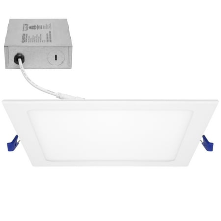 

Maxxima 8 in. 5CCT Square Recessed LED Downlight 1600 Lumens Slim Flat Panel Color Selectable 2700K-5000K (2700K/3000K/3500K/4000K/5000K) Dimmable Canless IC Rated White Trim J-Box Included