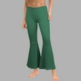 thumbnail image 2 of Women's Flared Leg Pants - High Waist Wide Leg Trousers, Dance & Casual Wear (XS-XXXXL, 14 Colors) | Yubnlvae | Ladies Solid Color High Waist Slim Fit Casual Flared Pants (Green | M), 2 of 8