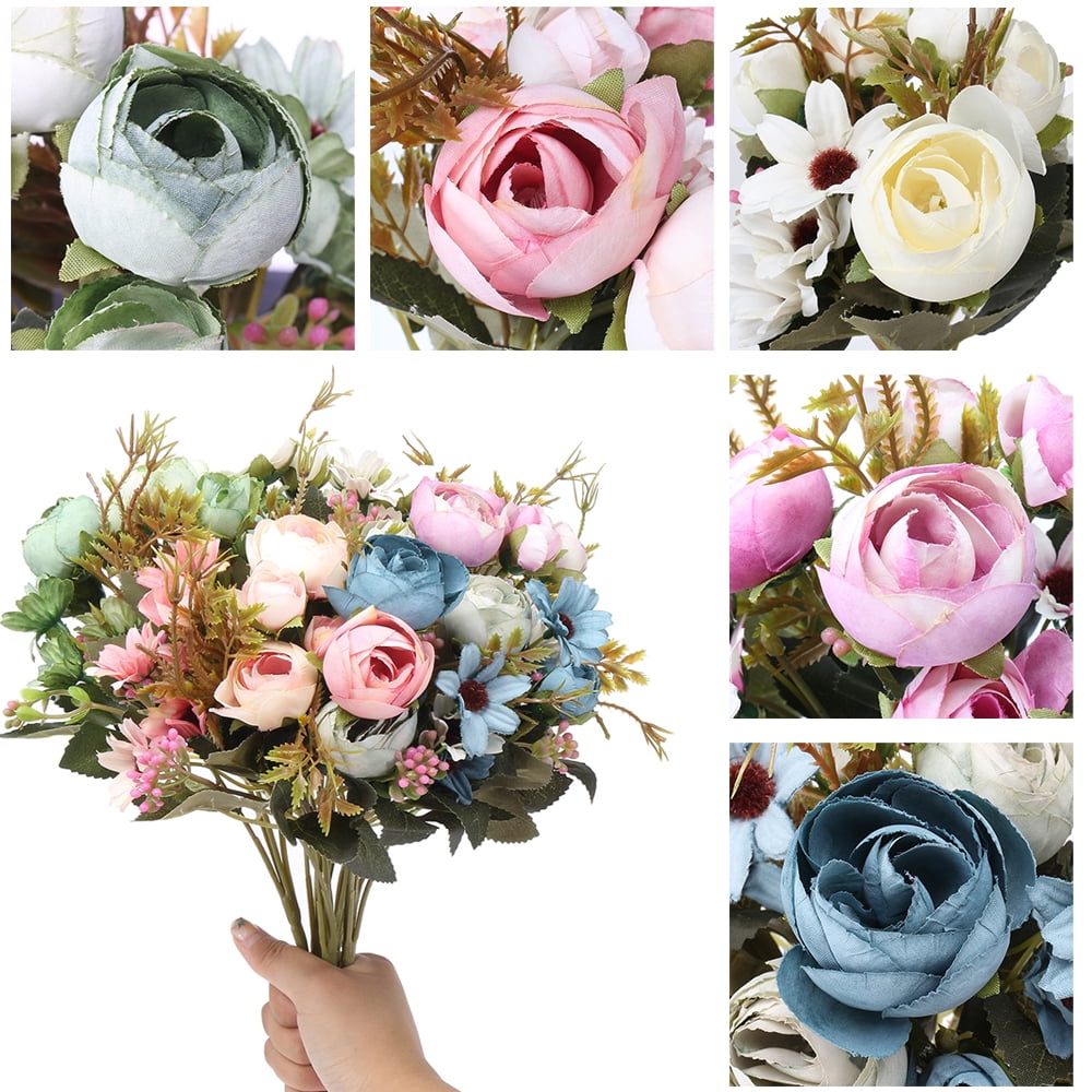 Artificial Flowers Fake Bridal Bouquet for DIY Wedding Arrangements Bud Bride Wedding Holiday