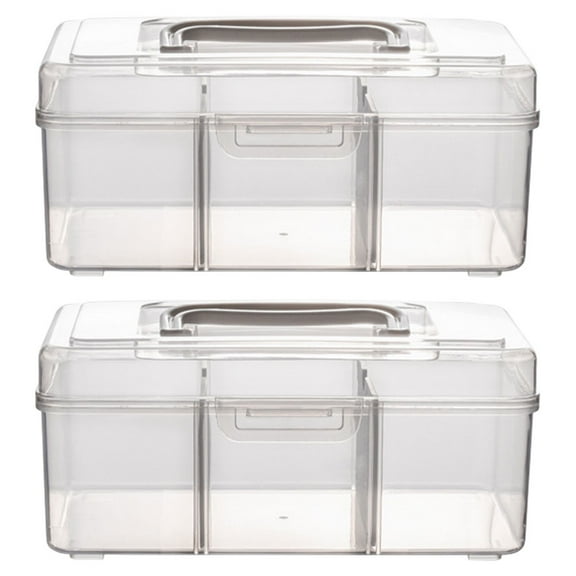 LULULION Household Clear Box for Medication and Small Items Storage 2Pcs