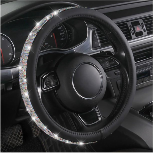 Funda para volante, microfibra de piel sintética elástica de fibra de carbono, protector de volante automático, 15 pulgadas, transpirable, antideslizante para mujeres y hombres, accesorios interiores