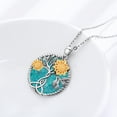 thumbnail image 5 of Midir&Etain Sunflower Necklace 925 Sterling Silver Tree of Life Pendant Necklace Turquoise Sunflower Jewelry Gifts for Women Mom, 5 of 7