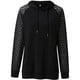 thumbnail image 5 of ICHUANYI Clearance Women Fall Lace Long Sleeve Hoodie Splicing Pockets Hooded Sweatshirts Coat Tops ICHUANYI "ICHUANYI", 5 of 6