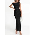 thumbnail image 3 of PRETTYGARDEN Womens Floral One Shoulder Maxi Dress Summer Spring Bodycon Ruched Side Slit Elegant Cocktail Party Dresses, 3 of 10