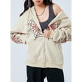 thumbnail image 3 of Womenacute;s Halloween Casual Hooded Coat Long Sleeve Spider Web Print Zip Up Hoodie with Pockets, 3 of 9