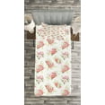 thumbnail image 3 of Ambesonne Nostalgic Quilted Bedspread Set 2 Pcs, Magnolia Fresh Buds, Twin Size, Green Pink Off White, 3 of 3