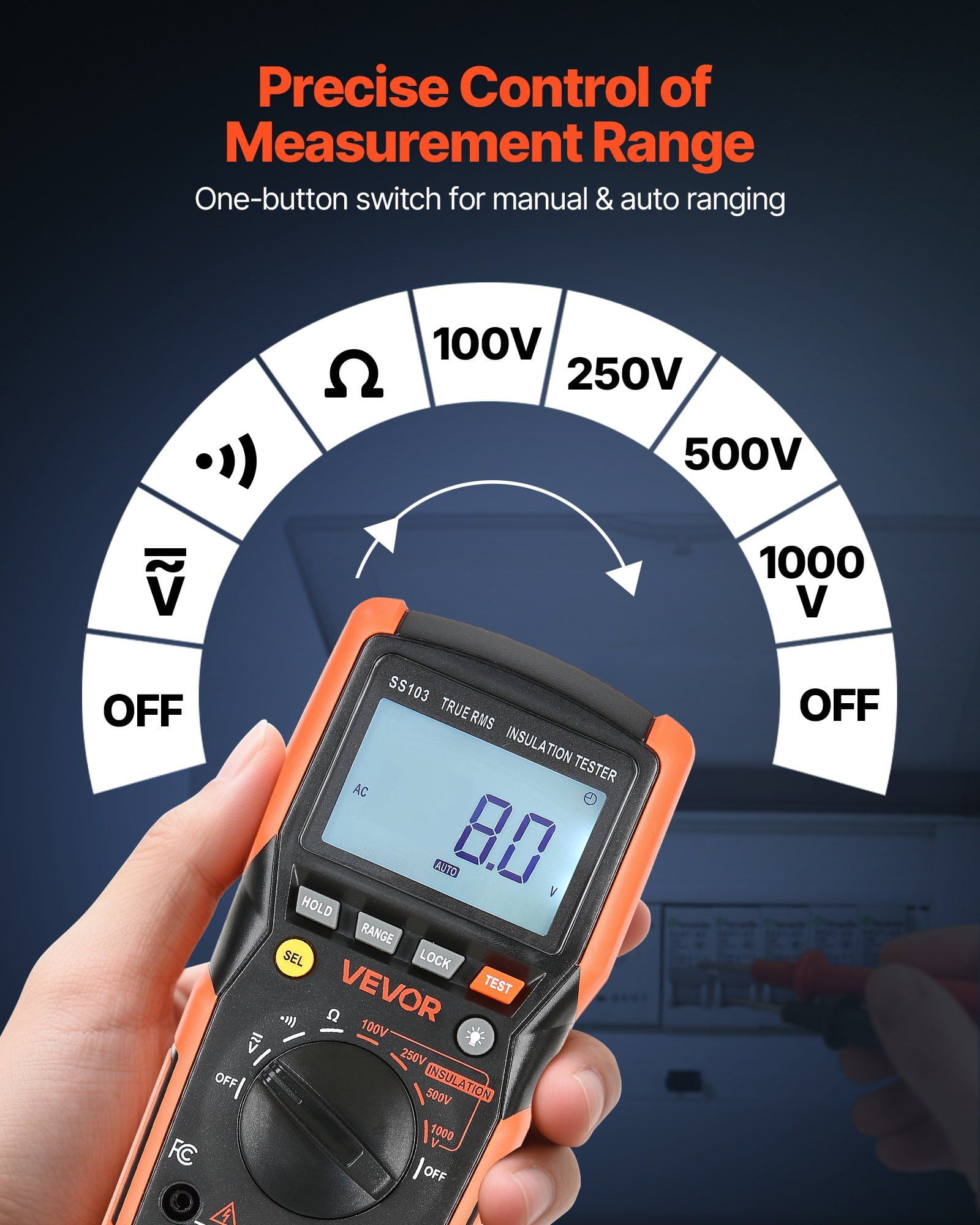 4000 Count Digital Multimeter AC/DC Voltage Tester, Auto Manual Range Voltmeter
