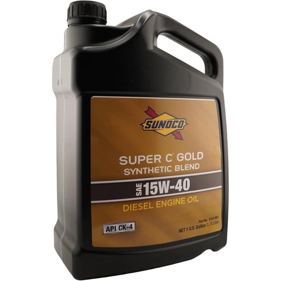 SUNOCO 3143-003 (3143) Super C Gold 15W-40 Synthetic Blend Diesel Engine Oil – 1 Gallon – API CK-4