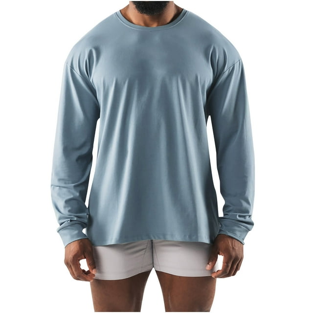 Chemises pour Hommes, Chemises Décontractées pour Hommes, Mode Décontractée Couleur Unie Manches Longues Col Rond Blouses Amples Chemises