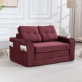 thumbnail image 3 of Convertible Sofa Bed, 2 in 1 Fold Out Floor Couch with Pillows, Memory Foam, Corduroy, Space-Saving Seating for Living Room, Wine Red, 3 of 15