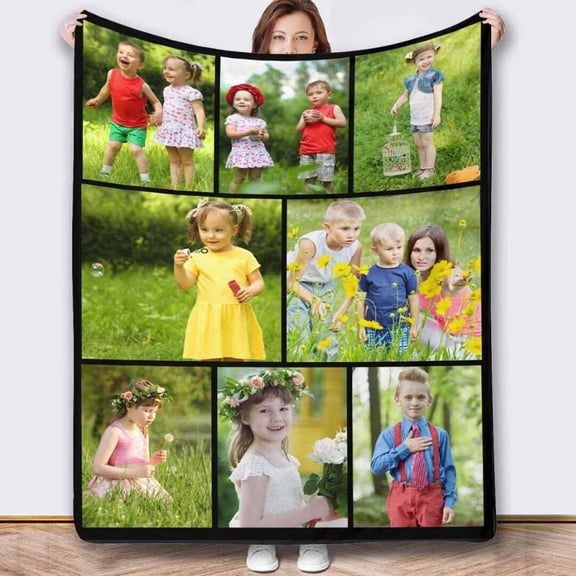 AISENIN Personalized Picture Blankets for Christmas Couples Gifts, Custom Photo Blanket for Mom Dad Daughter Son Gifts Customized Throw Blanket with Photos Collage for Christmas