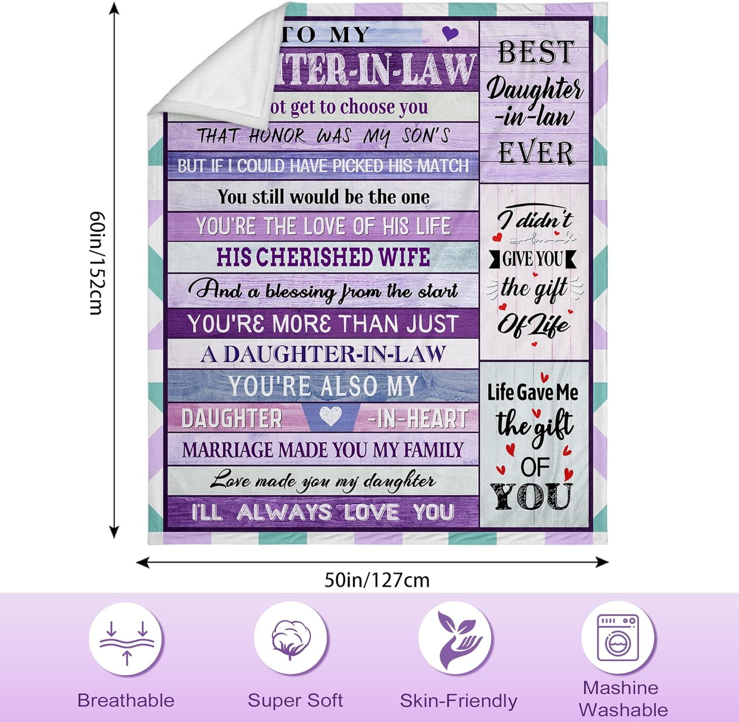Daughter in Law Gifts, Gifts for Daughter in Law, Best Daughter in Law Gifts from Mother in Law, Future Daughter in Law Birthday Wedding Gifts, for Daughter in Law Blanket 50"x60"