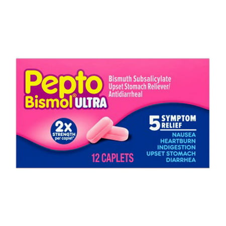 Pepto Bismol Ultra 5 Symptom Relief Caplets, 12 Ea