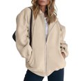 thumbnail image 3 of Women's Zip Up Y2K Hoodies 2026 Spring Casual Long Sleeve Sweatshirts Fall Winter Track Jackets with Pockets Complexion M, 3 of 6