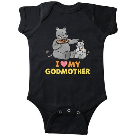 

Inktastic I Love My Godmother Hippos Gift Baby Boy or Baby Girl Bodysuit