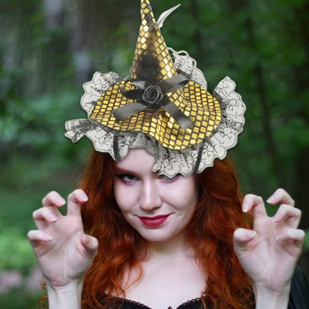 Diadema de Sombrero de Bruja para Disfraz de Halloween, Accesorios para Vestido, Diademas con Lazo, Accesorio de Fiesta, Accesorios de Fotografía, Decoración para La Cabeza de Halloween