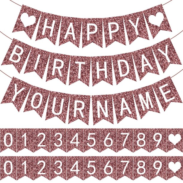 124 Pcs Happy Birthday Banner, Banner DIY Birthday Banner Reusable