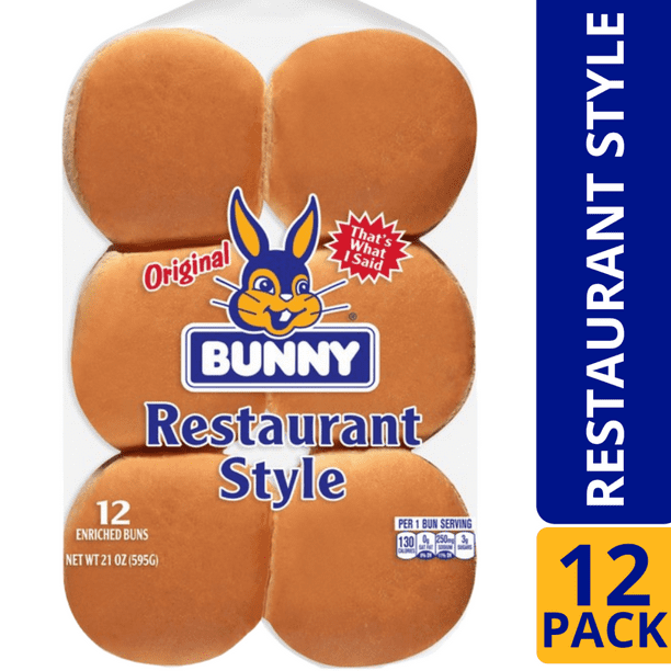 Bunny Original Restaurant Style Hamburger Buns, 21 oz, 12 count