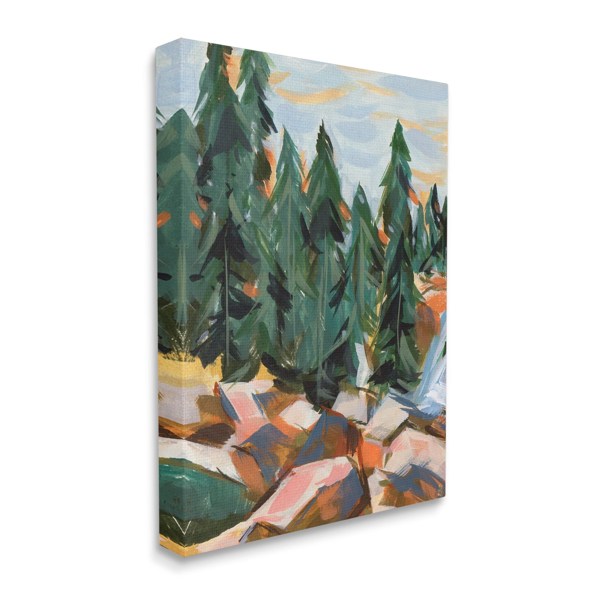Stupell Abstract Woodland Tree Scenery Landscape Painting Gallery Wrapped Canvas Print Wall Art