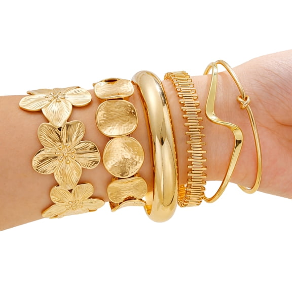 Zzjniupiyyds 6pcs Gold Bangles for Women Dainty Knot Multi Layer Cuff Bracelets Jewelry Gift Set