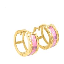 Opal Gemstone 14K Solid Yellow Gold Hoop Earrings for Women