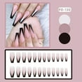 thumbnail image 3 of Fofosbeauty 24pcs Press on False Nail Tips Extra Long Coffin Full Cover Fake Nails, Coffin Black V French, 3 of 8