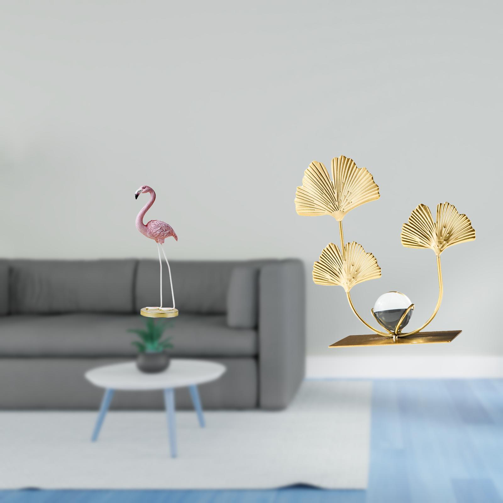 CoudarTitie Flamingo Resin Statue Bird Sculpture Home Decor Fireplace Modern Art Garden Figurine with Metal Stand for Yard Pond Flowerbed Leaves Statue Bookshelf Leaf Sculpture Birthday