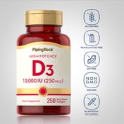 Vitamin D3 10,000 IU Softgels | 250 Count | High Potency | by Piping Rock